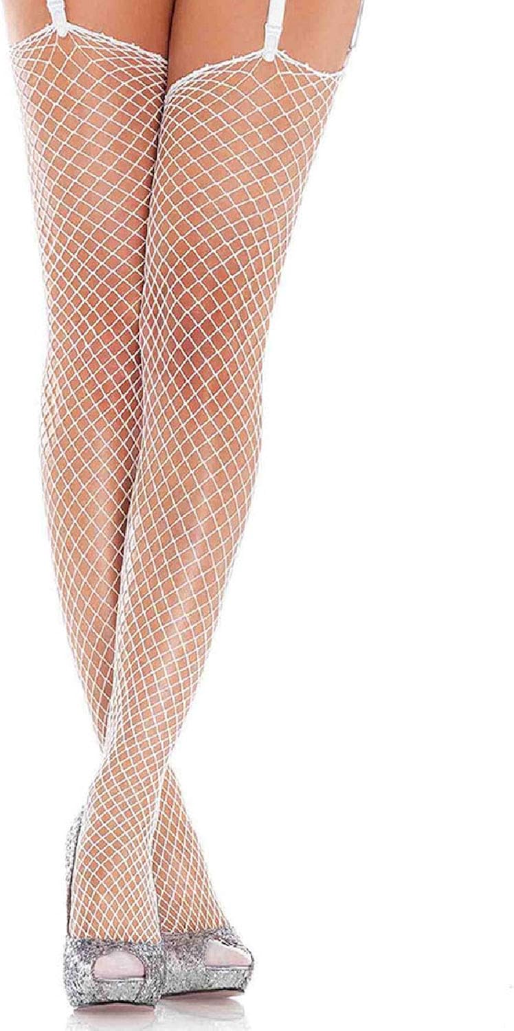Leg Avenue Women's Unfinished Top Industrial Fishnet Stockings: Clothing