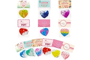 PRAABDC Valentines Day Gifts for Kids, 24PCS Heart Mini Pop Bubble Fidget Toys with 24PCS Cards for Valentines Day, Valentines Day Exchange Cards for Girls Boys Toddlers School Classroom Party Favors