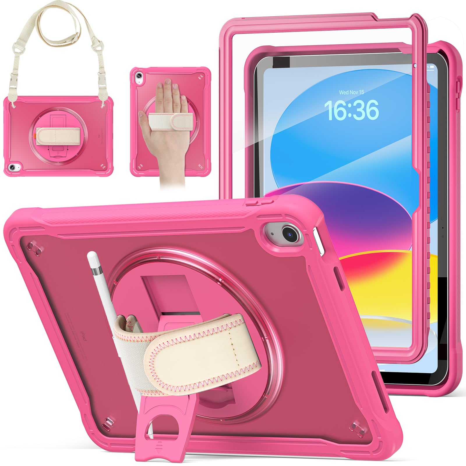 Photo 1 of BRAECNstock case for iPad (A16) 11th Generation 11 inch 2025 &10th Generation 10.9 inch 2022,Fully Rugged Protective Cover for Kids with Screen Protector,Pencil Holder,Rotating Stand,Hand Strap