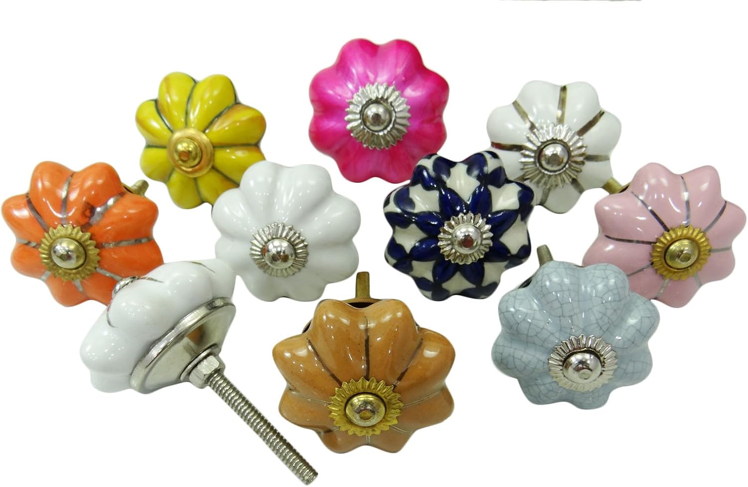 Gabinete de la vendimia cajón de la cocina perillas pintado a mano