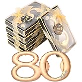 Winocbxt 50Pieces 80 Bottle Opener Gifts for 80th Birthday Party Favors 80th Anniversary Party Return Gifts or Souvenirs for Guests , Gold and Black Theme Party Decorations (80)