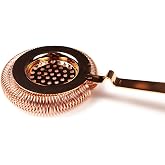 Hawthorne Julep Cocktail Strainer by Bull in China in Copper - Deluxe Hybrid Design With High Density Spring for Boston Shakers and Mixing Glasses for Bars &amp; Bartenders