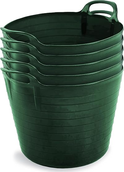 Neat 42L Flexi Tubs 5 Packs Green With Handles Large Garden Buckets
