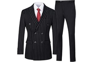 ELIONM Mens Suits Slim Fit 3 Piece Double Breasted Tuxedo Suit Jacket Vest Pants Set for Wedding Prom