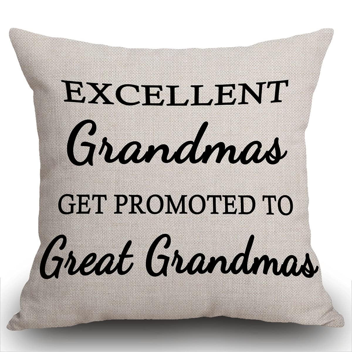 Smooffly Best Grandma Gifts Excellent Grandmas Get Promoted to Great Grandmas Cotton Linen Cushion Cover Throw Pillow Case Home Office Decorative Square 18 X 18 Inches 45cmX45cm