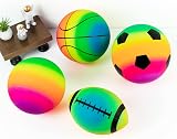 Homotte Rainbow Sports Balls Set 8.5" Football Basketball Soccer Volleyball 4 view 3