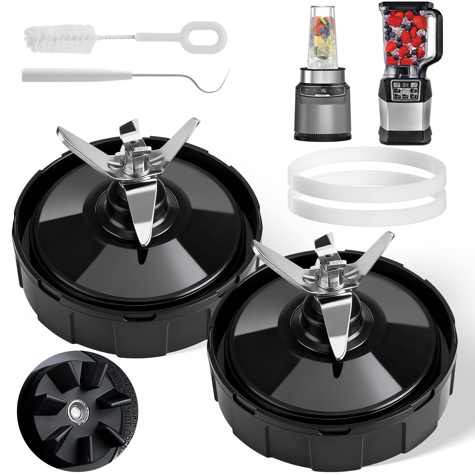 Photo 1 of 2-pack Extractor Blade Assembly 7 Fins Ninja Blender Blade Ninja Blender Replacement Parts Compatible with Ninja Blenders Auto iQ BL480 BL482 BL642 BL682 NN102