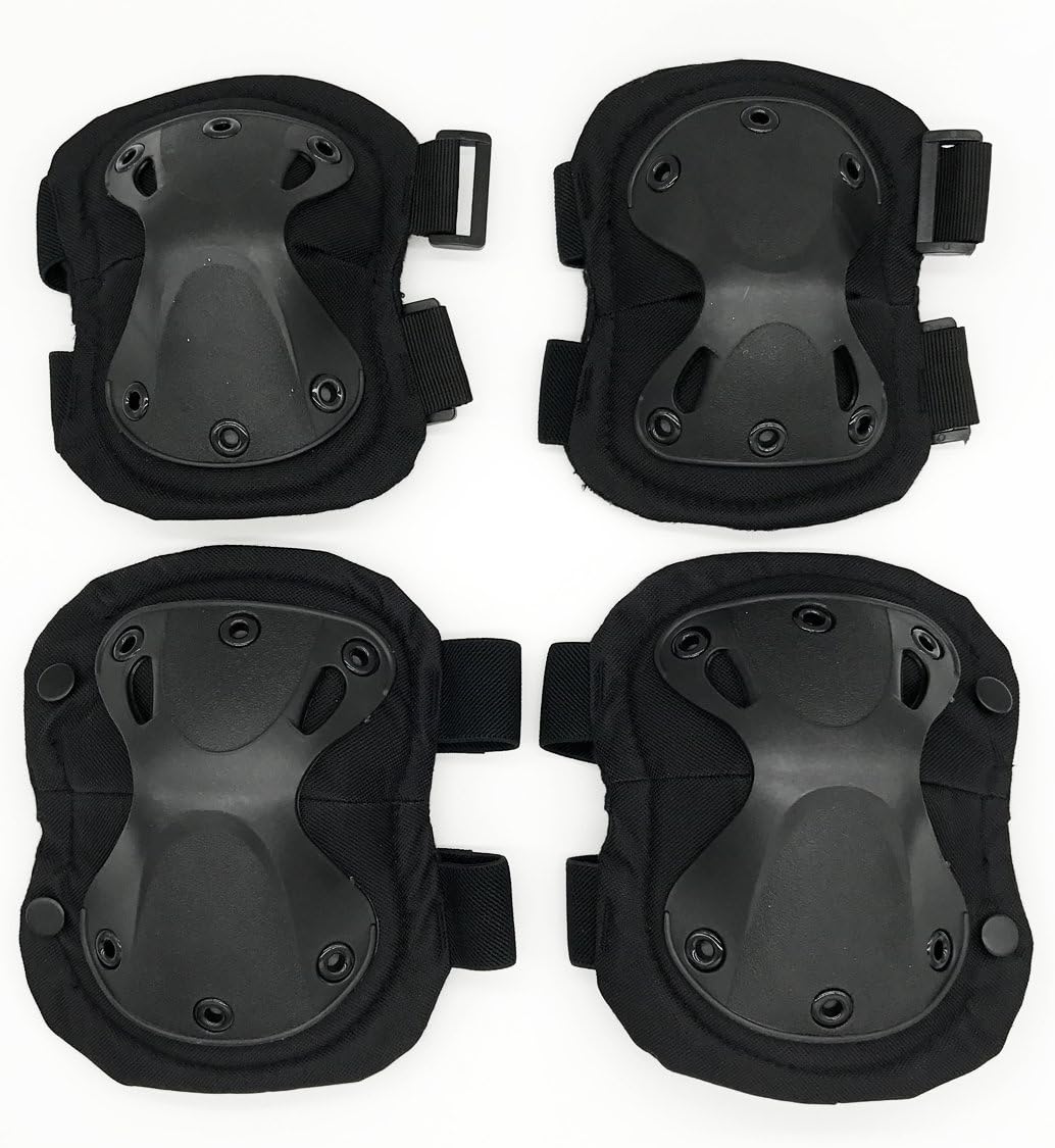 Outdoor Sports Safety Guard Gear, Tactical Combat Knee & Elbow Protective Pads Skate Knee Pad Black(2Knee Pad and 2Elbow Pad ) : Sports & Outdoors