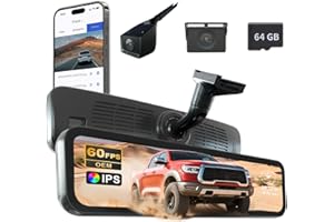 Sinjet 60FPS 9.2″ OEM Rear View Mirror Camera, Dash Cam, Detached Front Lens, 2K, Digital Signal Transmission, IMX462, IPS Screen, Night Vision, Parking Monitor, 64GB SD, for Trucks, Vans, SUVs
