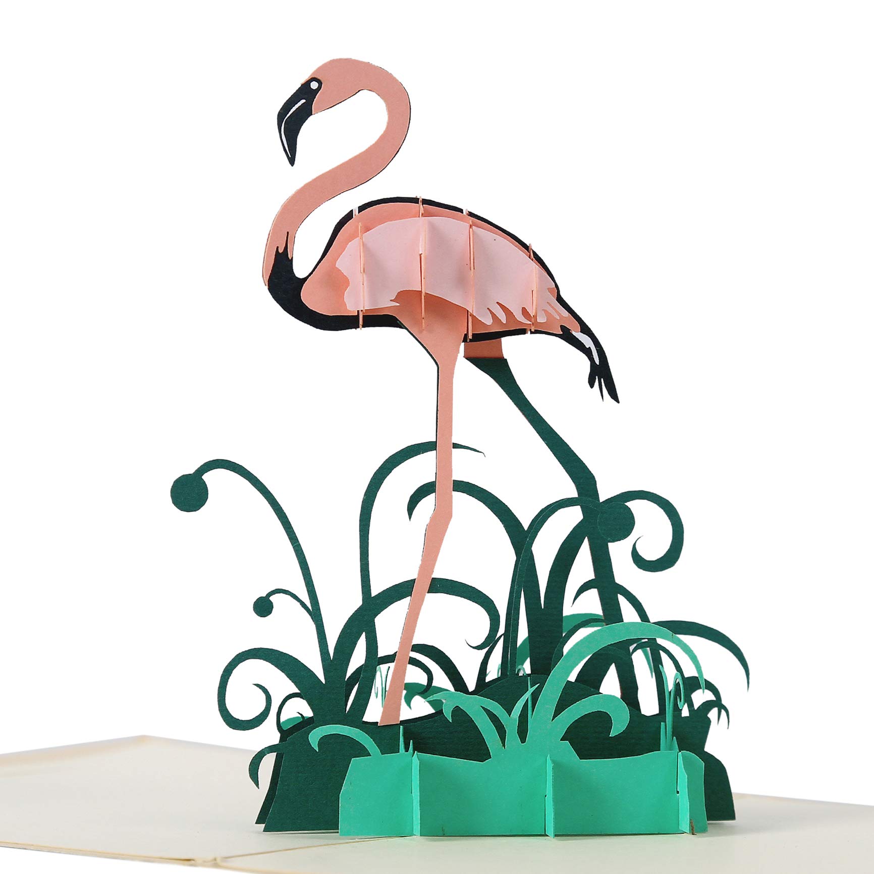 Pink Flamingo Pop Up 3D card. Spring Collection. A Delightful surprise greeting card gift for Daughter, Mum, Friend, Granddaughter, Wife, Sister, Grandma. 15cmx15cm