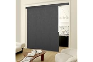 Heefen Adjustable Panel Track Blinds Blackout Vertical Blinds with Valance, Sliding Glass Door Blinds, Room Dividers, Retractable Track from 70" to 133" W, Trimmable Panel Up to 102" H (Dark Grey)