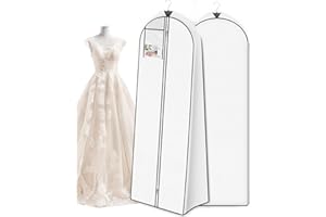 Lzerking 72’’ Wedding Dress Bag for Gowns Long with 20’’ Gusseted, Garment Bag with Accessories Pouch for ID Card Accessories, Dress Cover for Women Bride Storage Travel