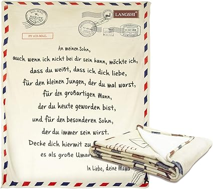Brief Briefe Decke An Meinen Sohn Und Meine Tochter Super Weiche Decke Flanell Decke Mit Aufbewahrungstasche Fur Schlafzimmer Living Warmes Sohn Xl Amazon De Kuche Haushalt