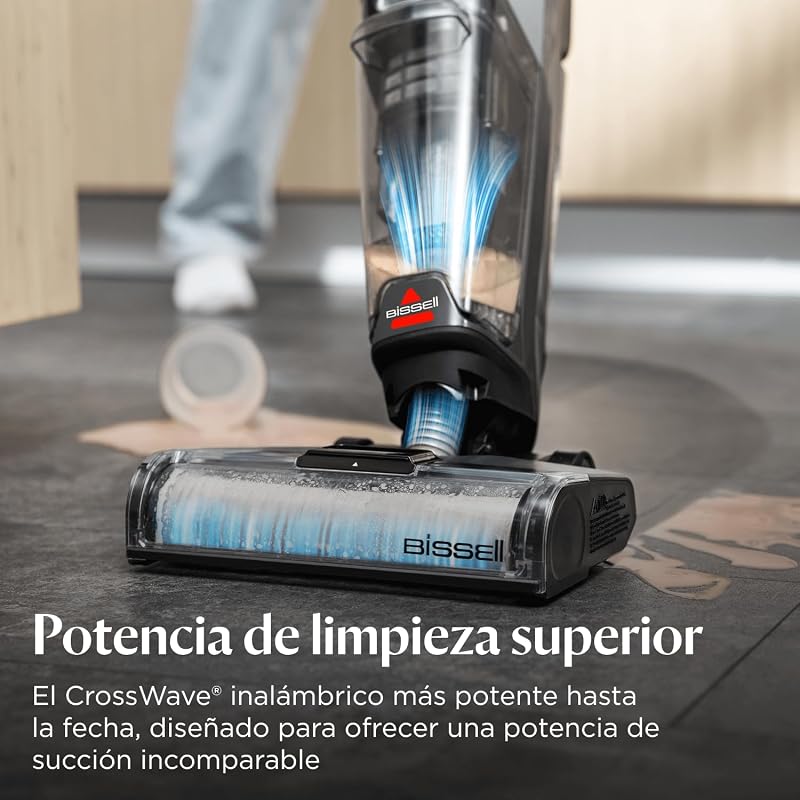 Bissell crosswave omniforce, aspirador de pó sem fio, aspirador e esfregão tudo-em-um, aspirador potente, tecnologia anti-emaranhado e detecção de entupimento de animais de estimação, limpeza de múltiplas superfícies, 3912n