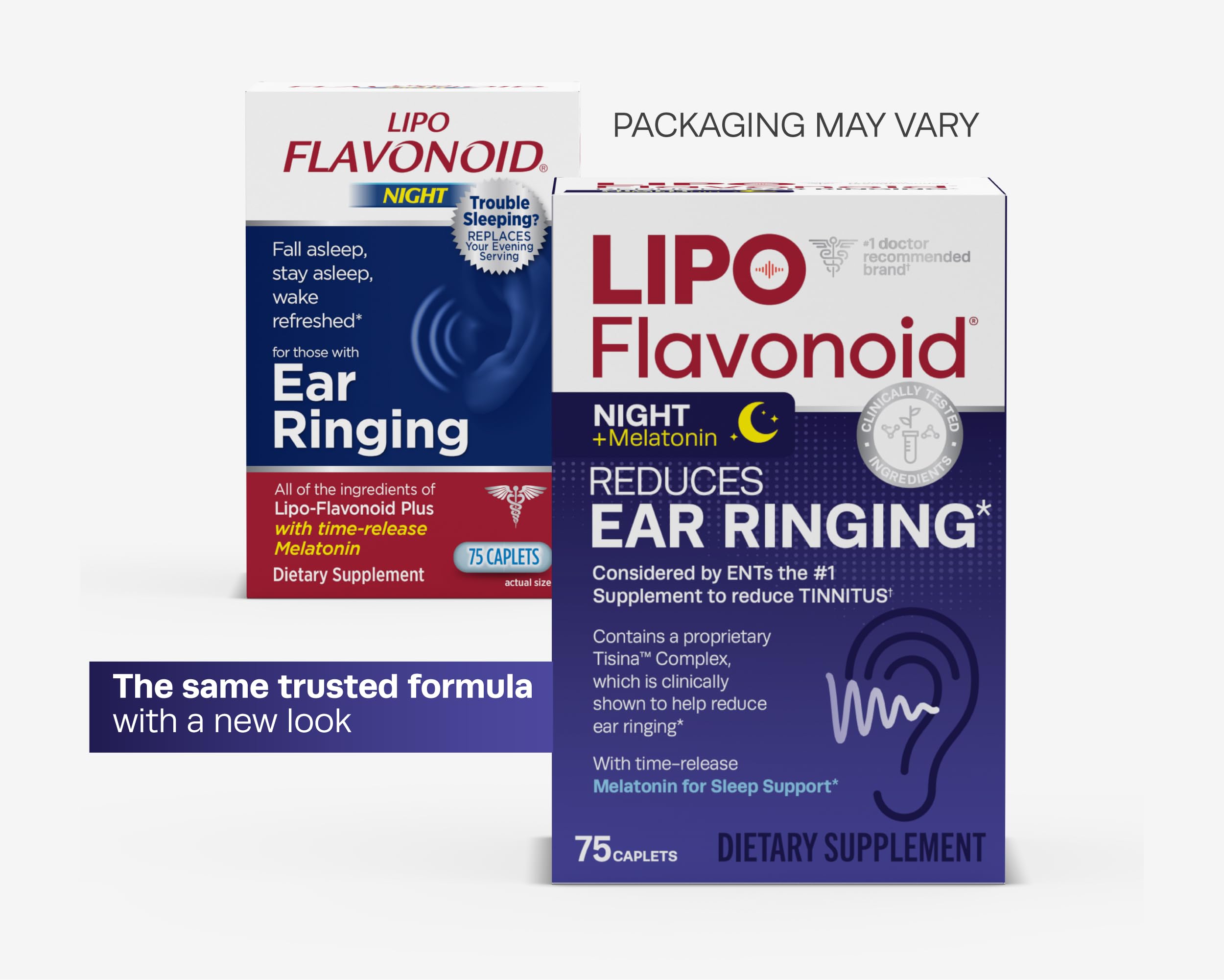Lipo-Flavonoid Nighttime PM for Tinnitus Relief – Sleep Aid with Melatonin, Bioflavonoids & Vitamin C – Ringing in The Ears, Ear Health & Relaxation – Use with Lipo-Flavonoid Plus, (75 Caplets)