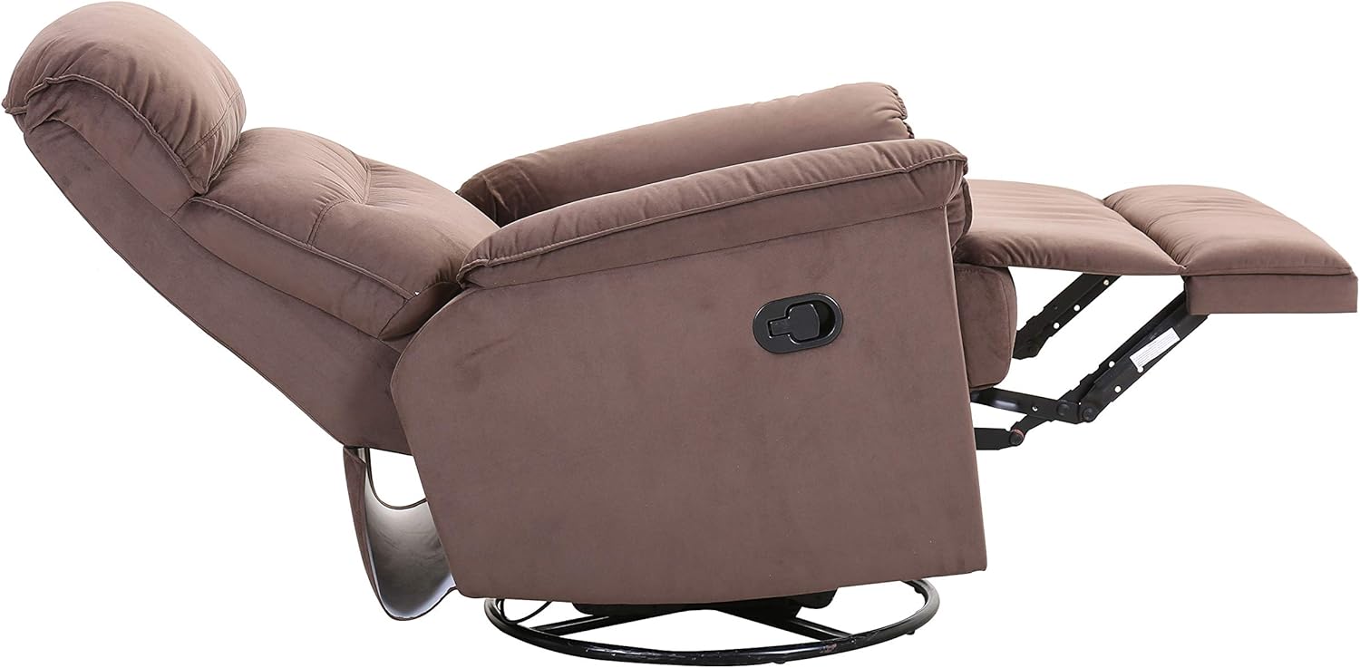  Brand – Ravenna Home Pull Recliner with 360 Rotating Swivel Glider, Living Room Chair, 39.4"W, Brown: Furniture & Decor