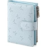 GAEKEAO Small Wallets for Women Leather RFID Blocking Bifold Zipper Pocket Wallet Card Case Purse with ID Window