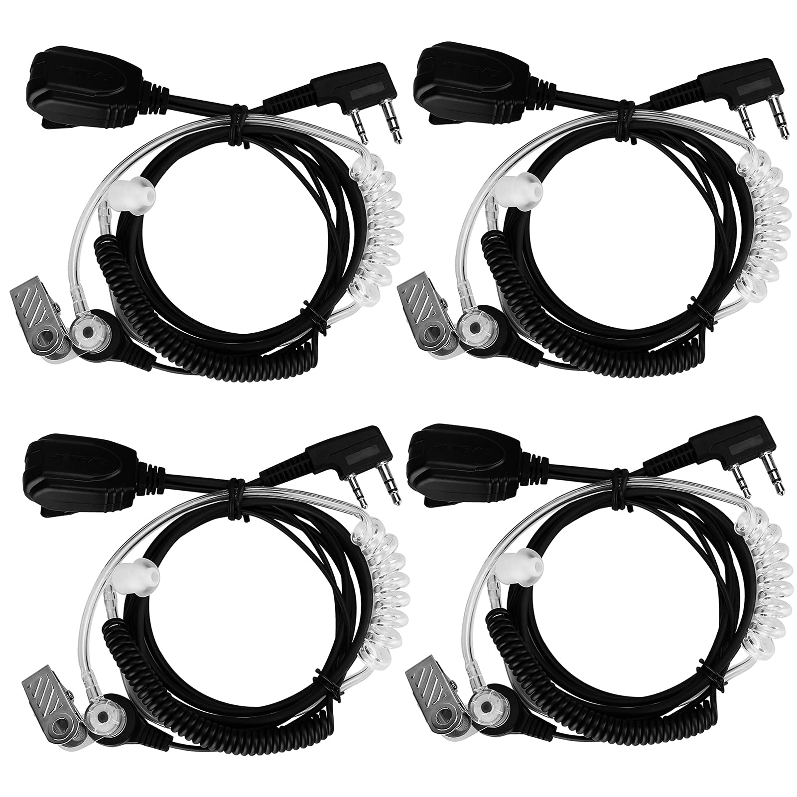 Retevis EAK005 Walkie Talkie Earpiece Compatible with 2 Way Radios RT619 RT622 RT668 Baofeng UV 5R 888s eSynic Clearer Sound Two Way Radio Headset with Acoustic Tube Coil Design (4 Pack)