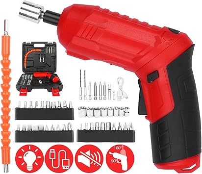 Amazon Kkmoom 電動ドライバー ドライバーセット 電動ドリル Usb充電式 Ledライト付き 正逆転切り替え 52pcs 収納ケース付き 日本語取扱説明書付 家具の組み立て Diyなど ドリルドライバー