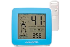 AcuRite What-to-Wear Weather Station with Alarm Clock, Time, Date, and Wireless Outdoor Sensor for Hyperlocal Forecast and Outdoor Temperature (00777)