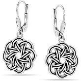 LeCalla 925 Sterling Silver Leverback Drop Dangle Earrings for Women | Lightweight Celtic-Knot Filigree Heart Teardrop Dangle Earring | Vintage Inspired Jewelry Gifts for Women