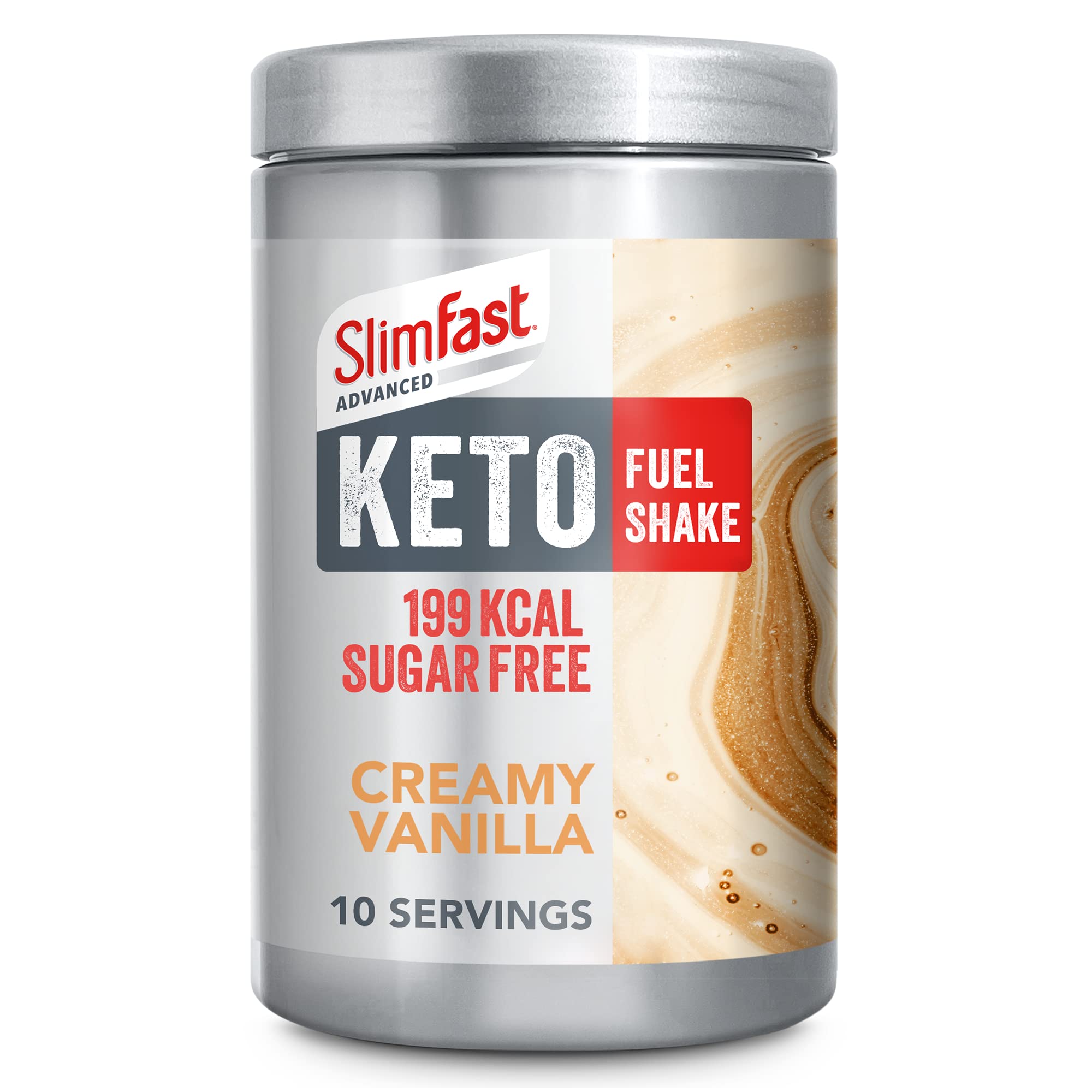 SlimFast Advanced Keto Fuel Shake for Keto Lifestyle, Creamy Vanilla Flavour, 10 Servings, 320g