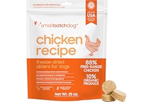 smallbatch Pets Freeze Dried Raw Dog Food, Chicken Recipe, 25 oz, Organic High Protein Dog Food, Grain Free, Made in The USA, Humanely Raised Meat, Single Protein, for Picky Eaters, Hydrate & Serve