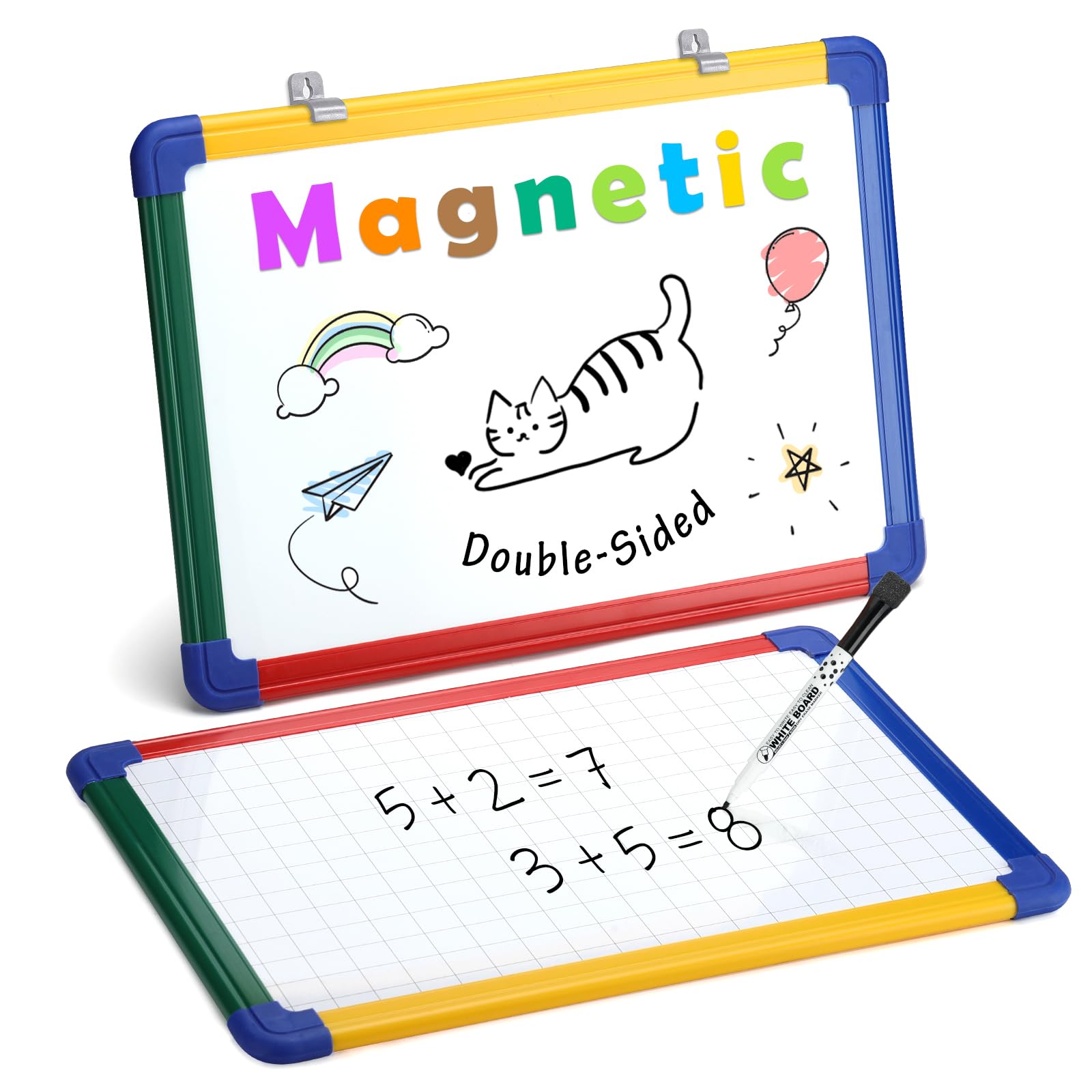 Swansea Small Whiteboard A3, Double Side Magnetic White Board for Kid Teacher Classroom Homeschool, Portable and Wall-Mount, 42x30cm