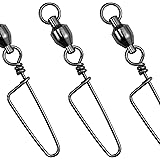 Dr.Fish 20 Pack Fishing Ball Bearing Swivel with Coastlock Snap, High Strength Copper and Stainless Steel, Black Nickel Coate