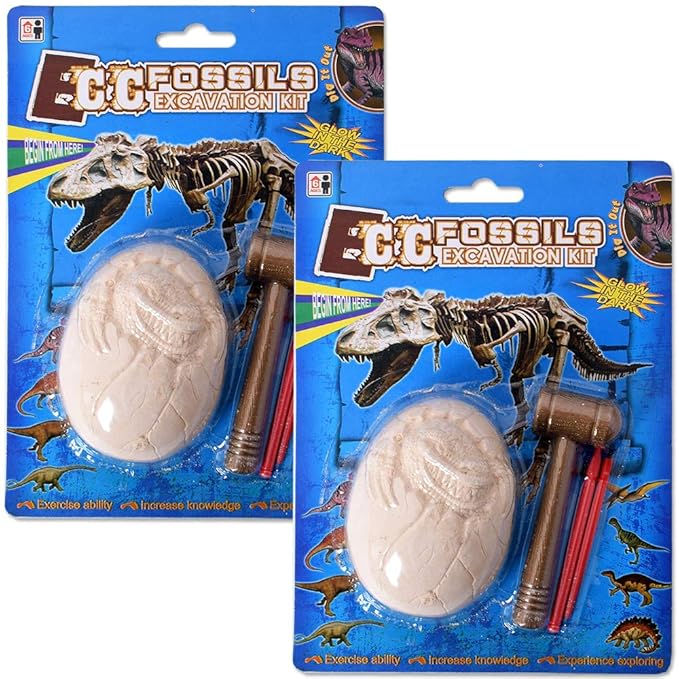 TE-Trend 2 Stück Fossilien Archäologie Ausgrabungsset Dinosaurier Ausgrabung Hammer Meißel Stein 9cm Kinder Spielzeug