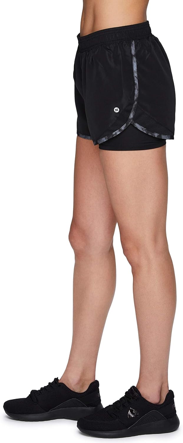 RBX Active Women's Workout Running Shorts with Attached Bike Short: Clothing