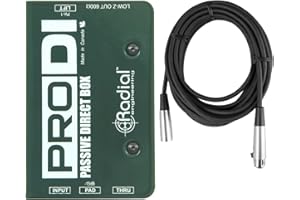 RADIAL ENGINEERING Radial ProDI 1 Channel Passive Instrument Mono Direct Box with Custom Transformer with Senor Microphone Cable