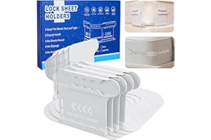 THEMARS Bed Sheet Holder with 6 Fitted Lock Straps, Keep Bed Sheets Tight and Firm, Bedsheet Rack with Strip, Heavy-Duty Mattress Straps, Easy Installation (White)