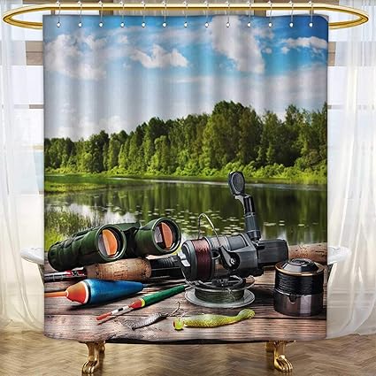 Amazon Com Hunting Shower Curtains Sets Bathroom Fishing Tackle