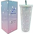 XMYAINA 26oz Bling Cup Diamond Studded Tumbler Glitter Water Bottle with Lid and Straws Stainless Steel Vacuum Insulated Coffee Ice Cup Gift for Women (Aurora White)