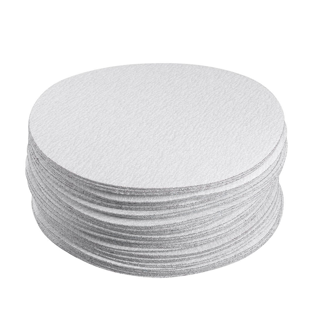 Sourcingmap 50 Pcs 6-Inch Aluminum Oxide White Dry Hook and Loop Sanding Discs Flocking Sandpaper 180 Grit