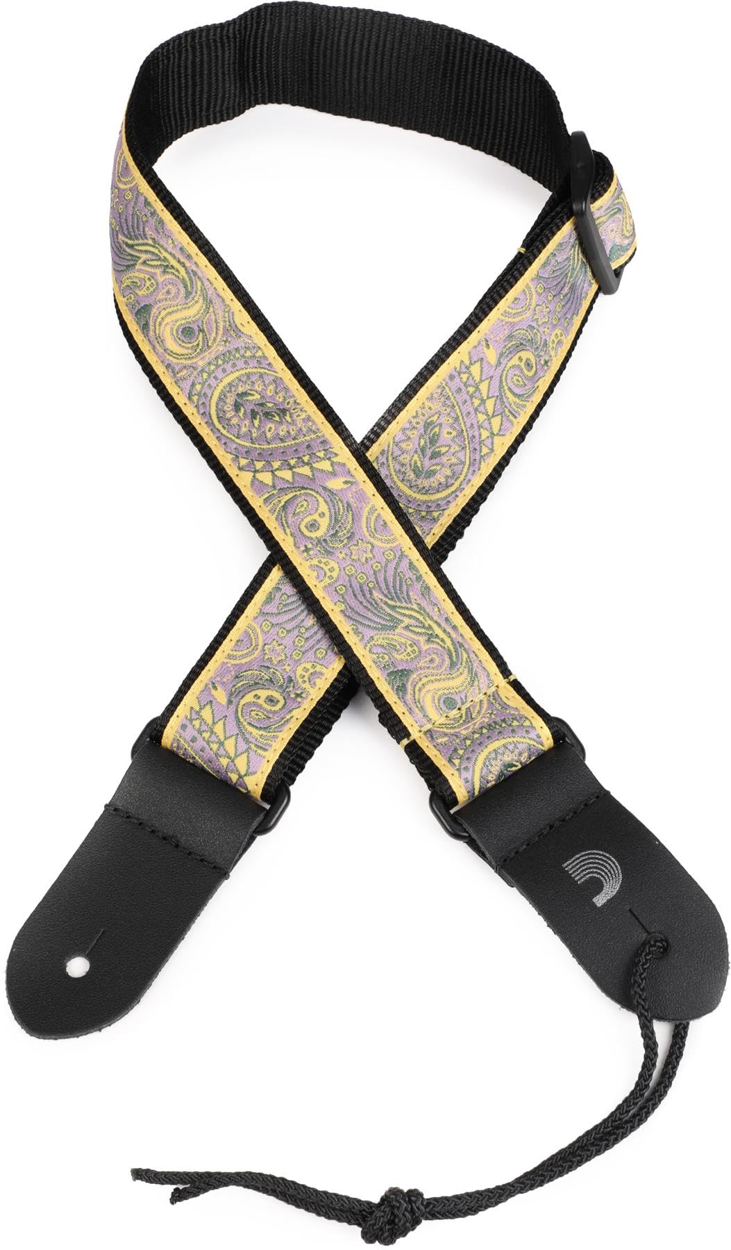 D'Addario Jacquard Ukulele Straps - Ukulele Strap No Drill - Paisley, Yellow/Purple