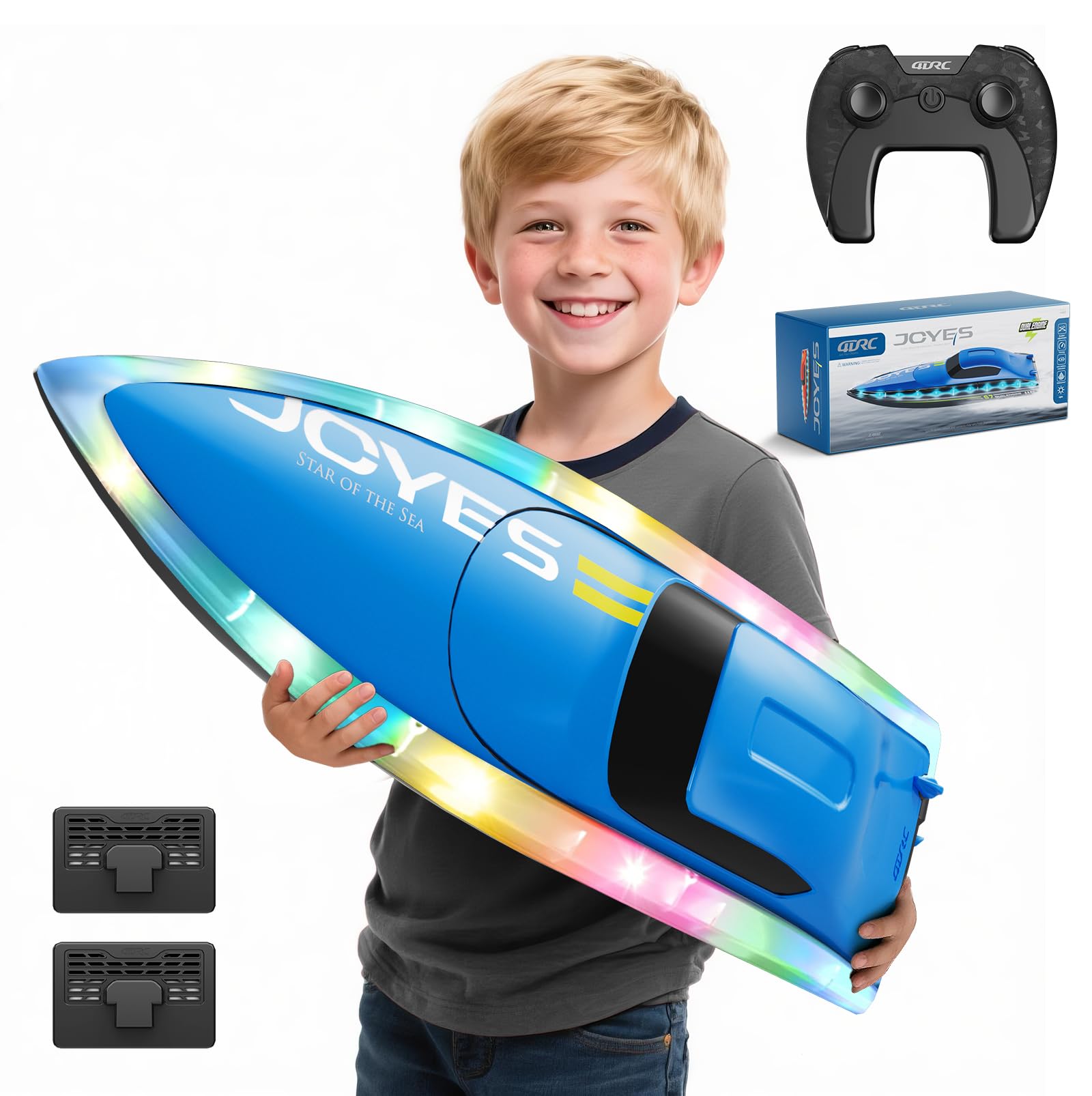 Photo 1 of *MISSING PARTS - See Clerk Notes*
4DRC S7 RC Boat for Adults & Kids, High-Speed at 30KMH with 7 Mode LED Lights, Remote Control Boat for Pools and Lakes, 2 Rechargeable Batteries, Ideal Water Play Toy Gift for Boys & Girls