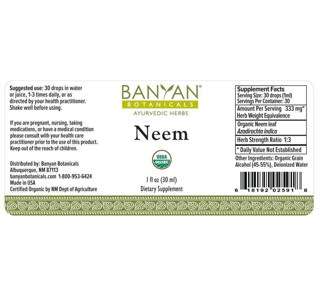 Banyan Botanicals Neem Liquid Extract - Certified Organic, 1 oz