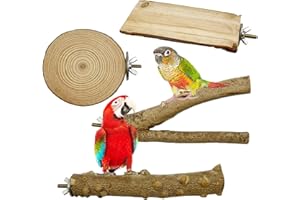 FBIRDY Natural Wood Bird Perch Wooden Parrot Perch Stand Platform Hanging Cage Toy for Macaws, Parakeets, Conures, Budgies, Finches (Bird Perch, Medium)
