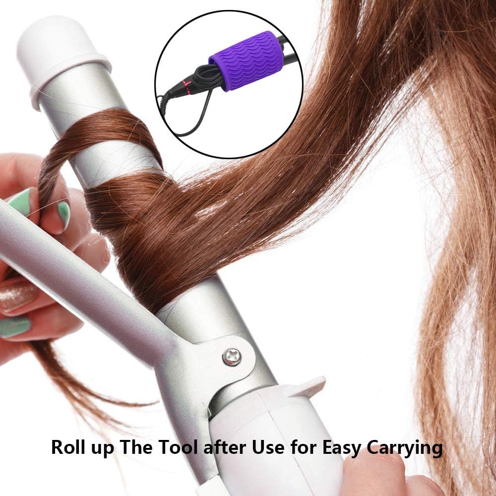 Heat Resistant Silicone Mat Pouch for Flat Iron, Curler Wand, Hot Waver, Salon Tools Appliances, Portable Styling Heat mat, Curling Iron pad Cover, Hair Straightener Travel Bag Case (1Purple): Health & Personal Care