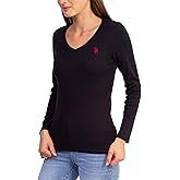 U.S. Polo Assn. USPA Long Sleeve Rib V-Neck Tee Black LG