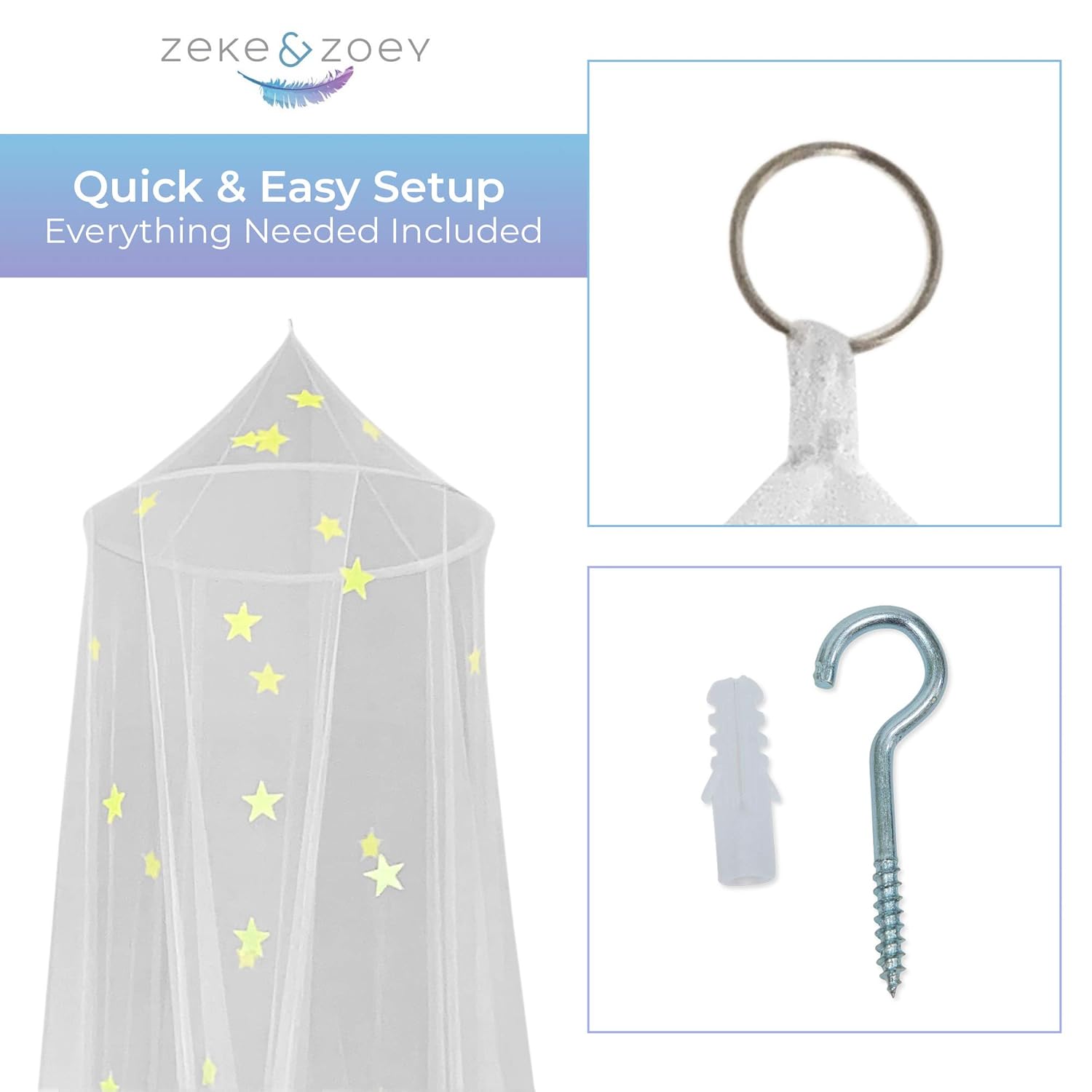 Ideal Bedroom Decorative Tent Zeke And Zoey Kids Hanging Bed Canopy For Girls Bed Or Boys With Glow In The Dark Stars The Bed Netting Stars Will Light Up Your Child S Own