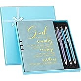 Spakon 5 Pcs Christian Gifts for Women Christian Easter Gifts Prayer Journal Religious for Women God Notebook Pen with Gift Box Scripture Notepad for Church Sunday School Favors, Blue