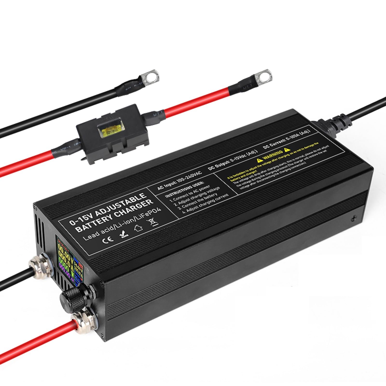 Photo 1 of Capacity.Li 14.6V LiFePO4 Battery Charger, 12.8V High Power Charger Adjustable Voltage 0-15V & Current 0-100A, Smart Fast Battery Charger for Cars,Golf Carts,UAV,Fishing Boat and Deep Cycle Batteries