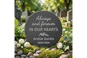 Round Personalized Memorial Stone, Custom Engraved Name Plaque for Loved Ones, Cemetery or Home Decor (Always and Forever, Me