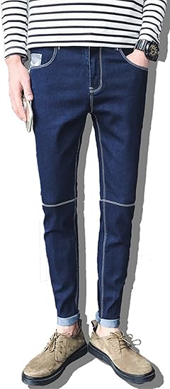 Amazon ｆｙｘメンズ カジュアルジーンズ 軽くて涼しい ファッションデニムパンツ ストレッチ スキニーパンツ ジーンズ ５ｘｌ ブルー ジーンズ 通販
