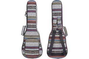 CLOUDMUSIC Ethnice Ukulele Case Padded Backpack Bag With Adjustable Strap (Concert,Grey)