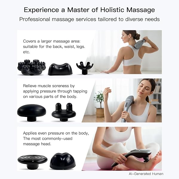 MEGAWISE CORDLESS BACK MASSAGER FOR SHOULDERS, WAIST, LEGS, RECHARGEABLE 3200MAH BATTERY, 5 SPEED AND 5 +2 MASSAGE NODES 5 HARD, 2 SOILICONE NODES, MASSAGE WHILE MOVING AROUND