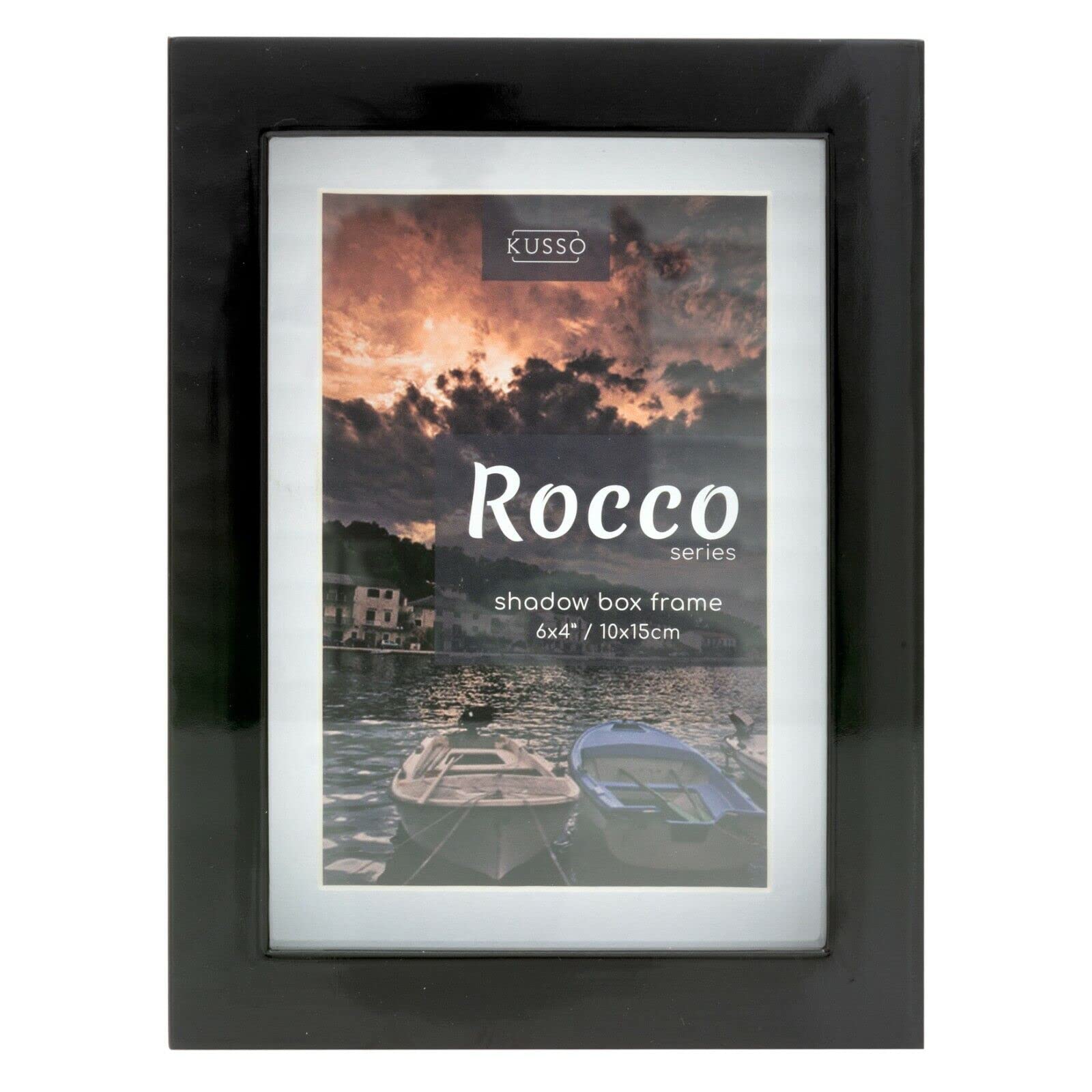 Kusso Rocco Series Black Shadow Box Photo Frame 7x5 Inch / 13x18cm with White Mat - YHF1318B